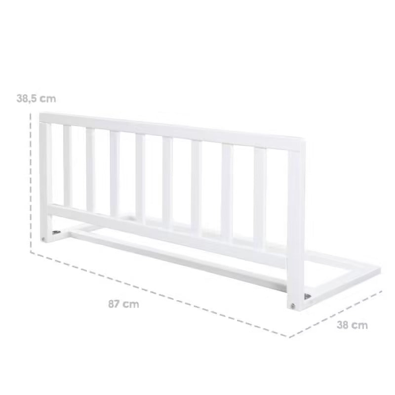 Barrière de lit en bois blanc Babyride – Protection anti-chute bébé et enfants