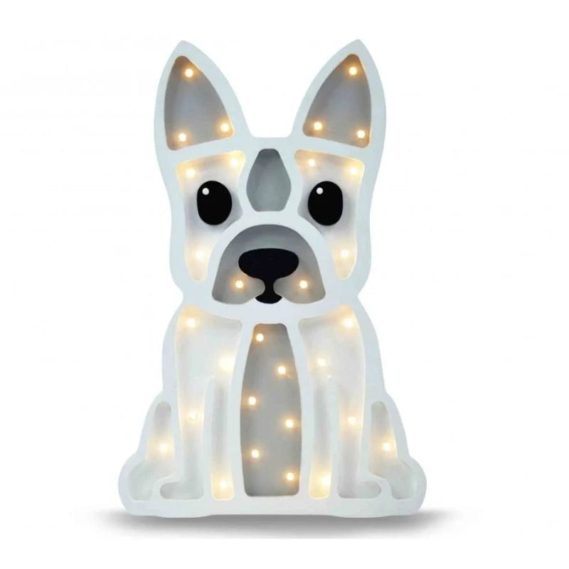 Lampe de chevet en bois naturel – Bouledogue