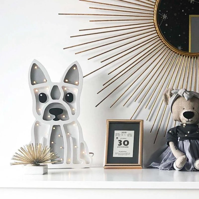 Lampe de chevet en bois naturel – Bouledogue