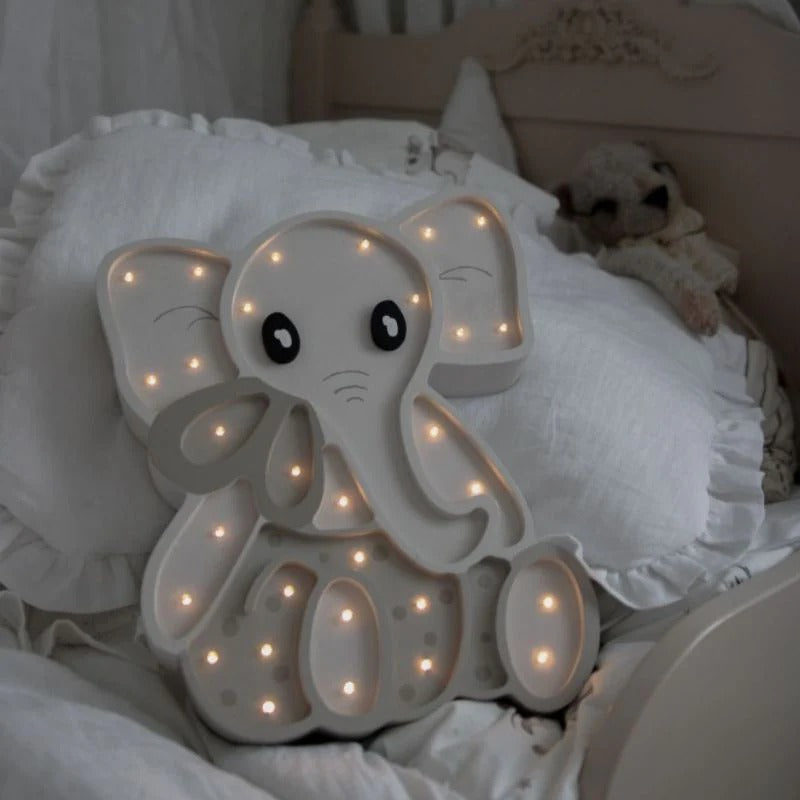 Lampe de chevet en bois naturel – Éléphant