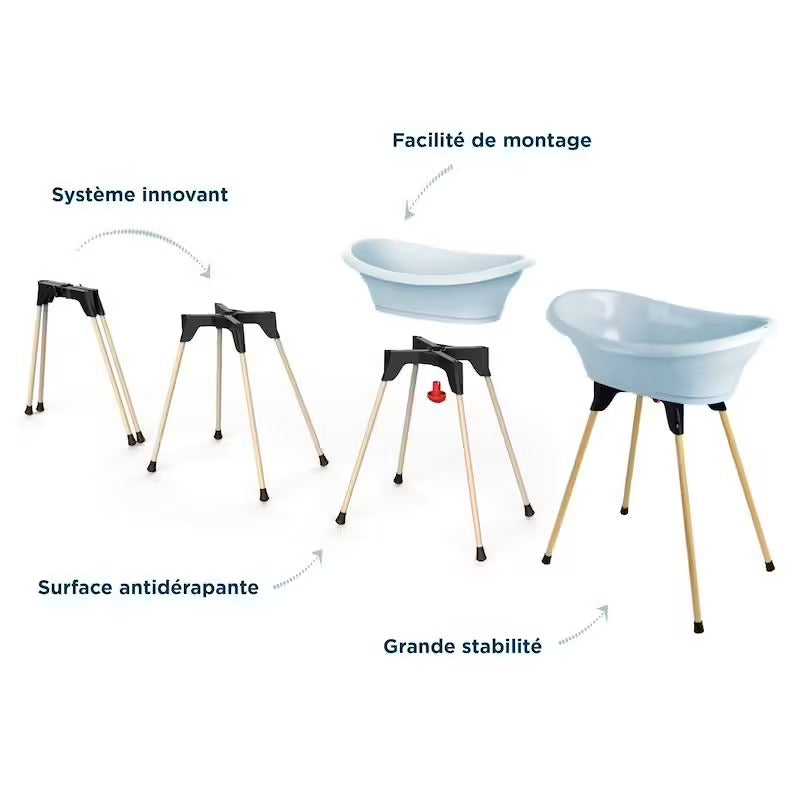 Pack bain bébé 5-en-1 Babyride – Baignoire sur pied, transat et accessoire