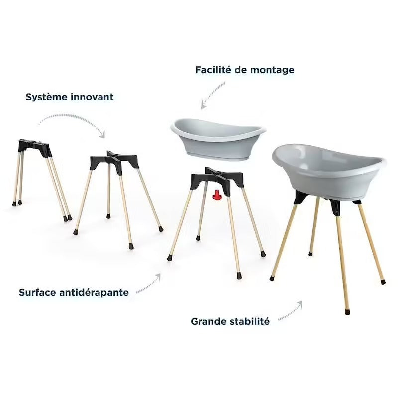 Pack bain bébé 9-en-1 Babyride – Baignoire sur pied, transat et accessoires