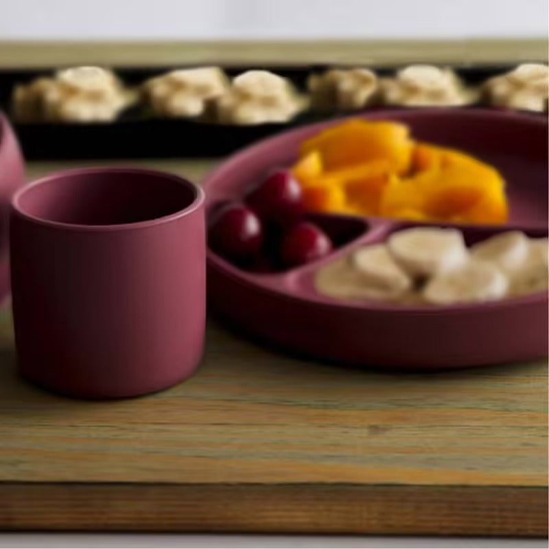 Set repas bébé en silicone – Assiette, cuillère et bavoir
