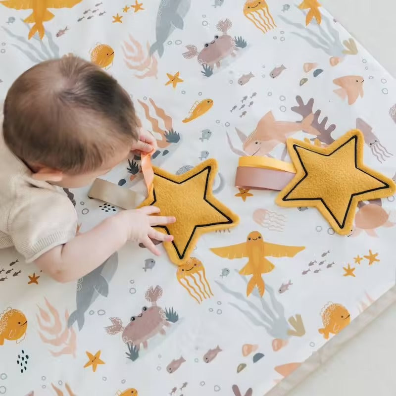 Tapis de motricité Babyride en coton bio – Motifs animaux marins