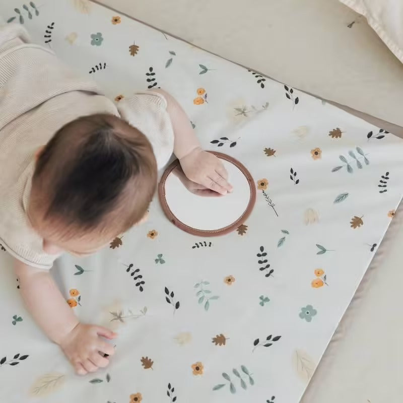 Tapis de motricité Babyride en coton bio – Motifs floraux