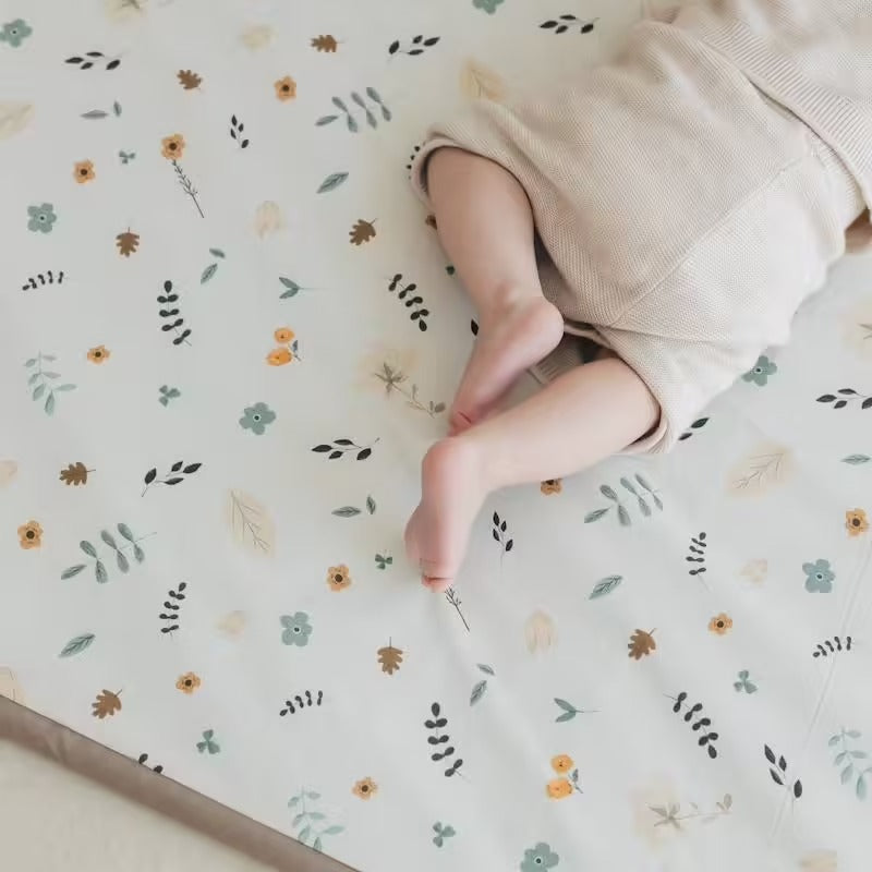 Tapis de motricité Babyride en coton bio – Motifs floraux