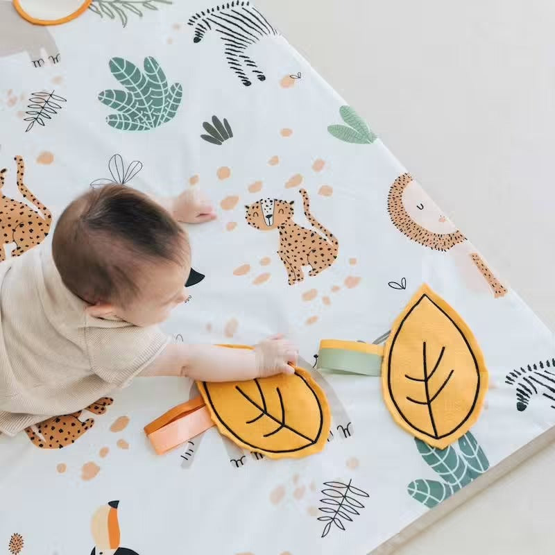 Tapis de motricité Babyride en coton bio – Motifs safari