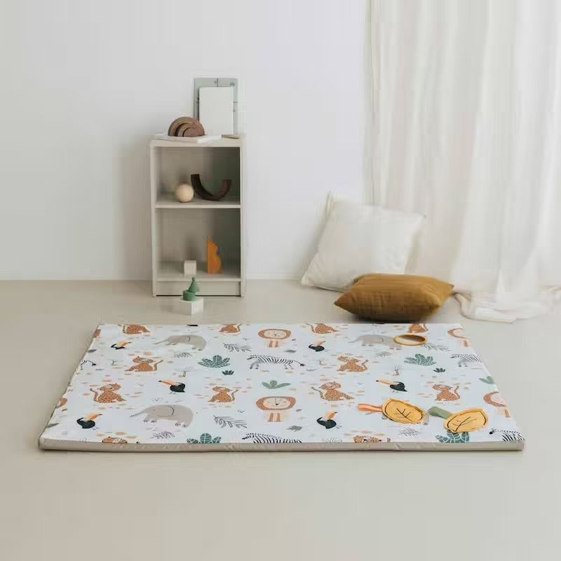 Tapis de motricité Babyride en coton bio – Motifs safari