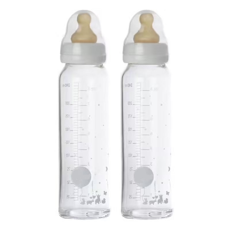 Biberon en verre transparent Babyride - pack de 2