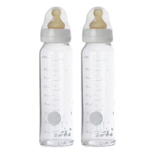 Biberon en verre transparent Babyride - pack de 2
