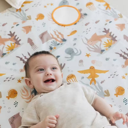 Tapis de motricité Babyride en coton bio – Motifs animaux marins