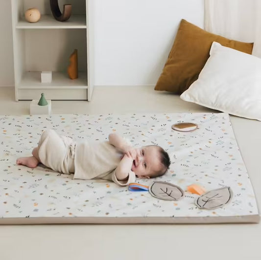 Tapis de motricité Babyride en coton bio – Motifs floraux